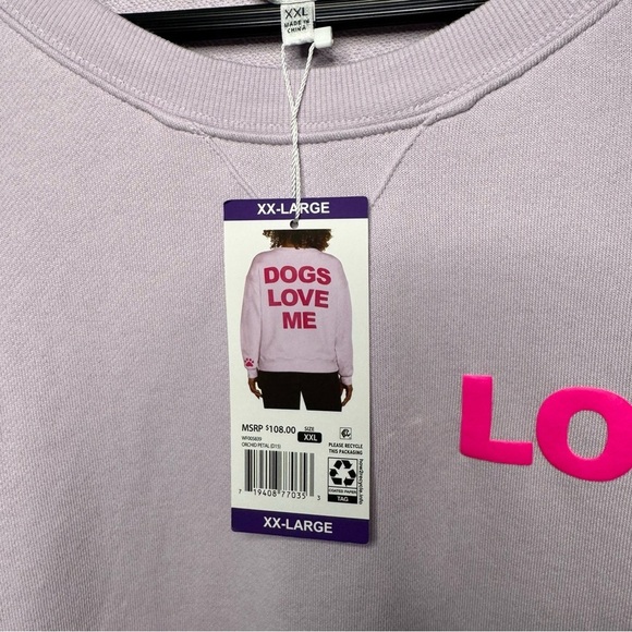 Wildfox Dogs Love Me Crewneck Sweatshirt Pawprint size XXL NWT $108 - Picture 5 of 8